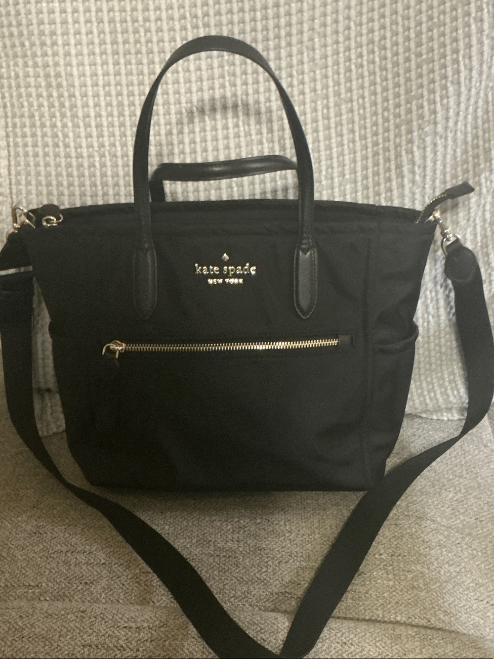 Kate Spade Chelsea Medium Satchel in black nylon